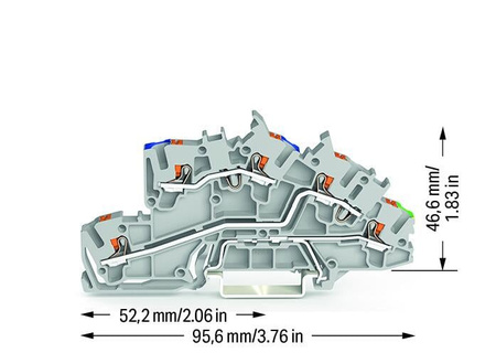 Wago złączka piętrowa z przyciskami na szynę DIN 2,5mm2 N/L/PE 2203-7646 1szt