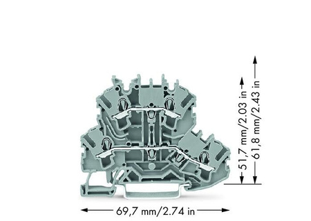 Wago złączka 2-piętrowa przelotowa na szynę DIN 2,5mm2 L/L 2002-2201 1szt