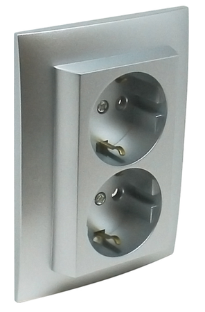 Efapel Logus90 gniazdo podwójne schuko aluminium 90332 cal
