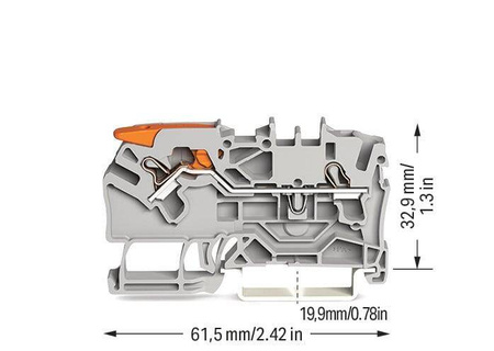 Wago złączka 2-przewodowa przelotowa na szynę DIN 2,5mm2  2102-1201 1szt