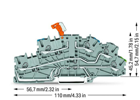 Wago złączka piętrowa na szynę DIN 2,5mm2 NTi/L/PE z łącznikiem nożowym 2003-6641 1szt