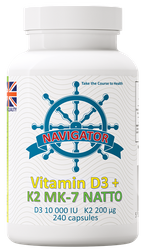 NAVIGATOR Witamina D3 10 000 IU + Witamina K2 MK-7 200micg 240 kaps.