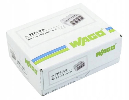 Wago złączka Compact do przewodów jednodrutowych 8x 0,5-2,5 mm2 2273-208 10 szt