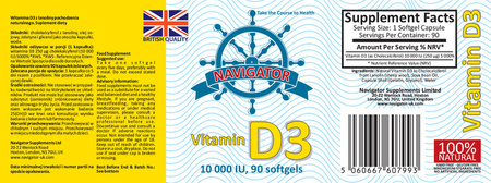 NAVIGATOR Witamina D3 10 000 IU 90 kapsułek