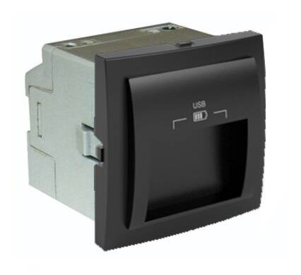 Efapel Quadro45 gniazdo podwójne usb typ a 20° 2,4a czarny 45384 SPM