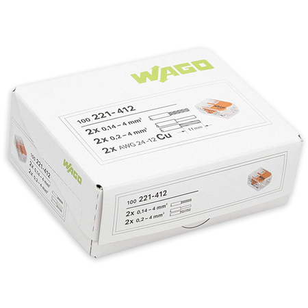 Wago złączka uniwersalna Compact do przewodów jednodrutowych wielodrutowych 2x 0,14-4 mm2 221-412 100 szt