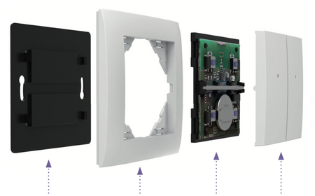 iNELS RF Control – 2-kanałowy bezprzewodowy łącznik, komplet biały z serii BASE - RFWB-20/G