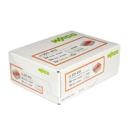 Wago złączka uniwersalna Compact do przewodów jednodrutowych wielodrutowych 3x 0,14-4 mm2 221-413 10 szt