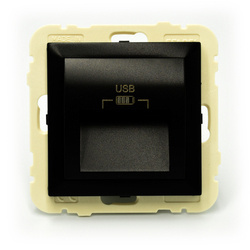 Efapel Logus90 gniazdo podwójne usb typ a 20° 2,4a czarny 90384 kwpm