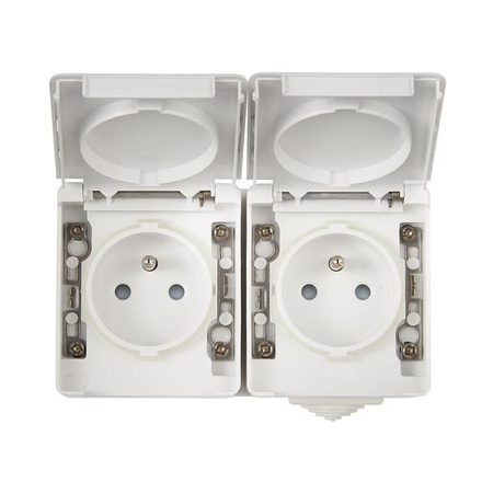 EFAPEL WATERPROOF48 GNIAZDO PODWÓJNE Z UZIEMIENIEM N/T IP65 BIAŁY 48867 KBR